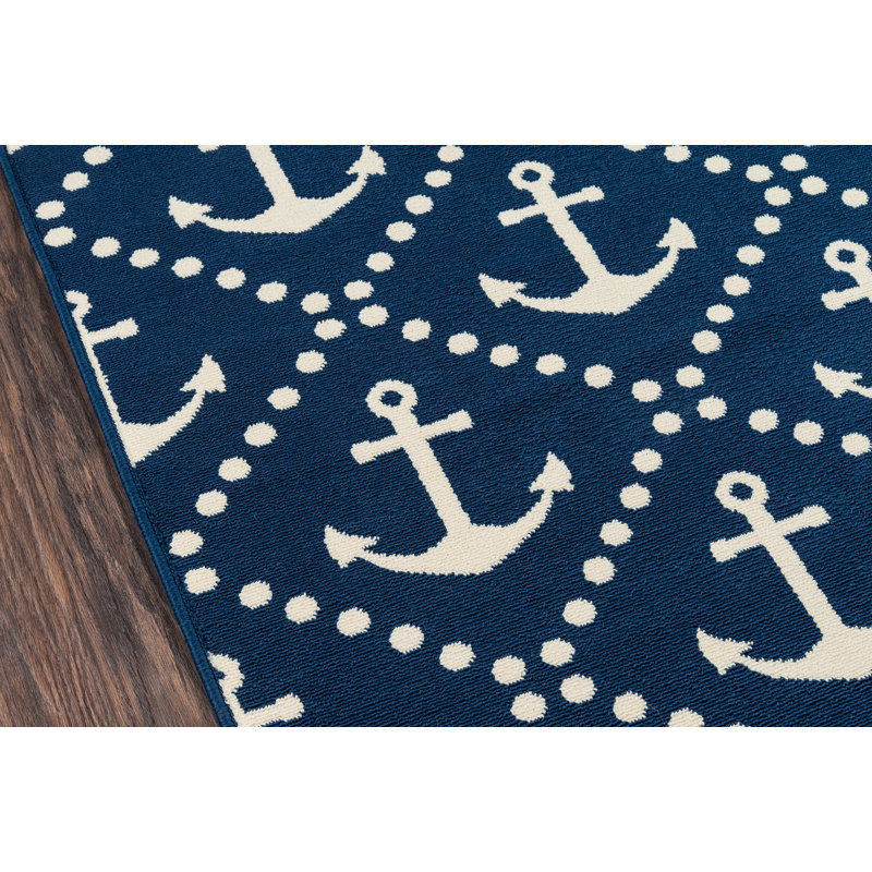 Breakwater Bay Yepez Navy Blue/White Indoor/Outdoor Rug & Reviews Wayfair